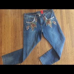 Beautiful Embroidered V Cristina Jeans